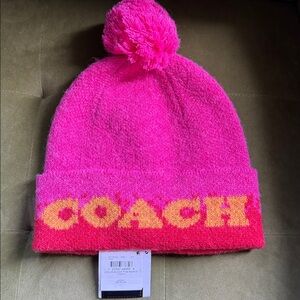Coach Color Block Ombré Pom Beanie Hat NWT